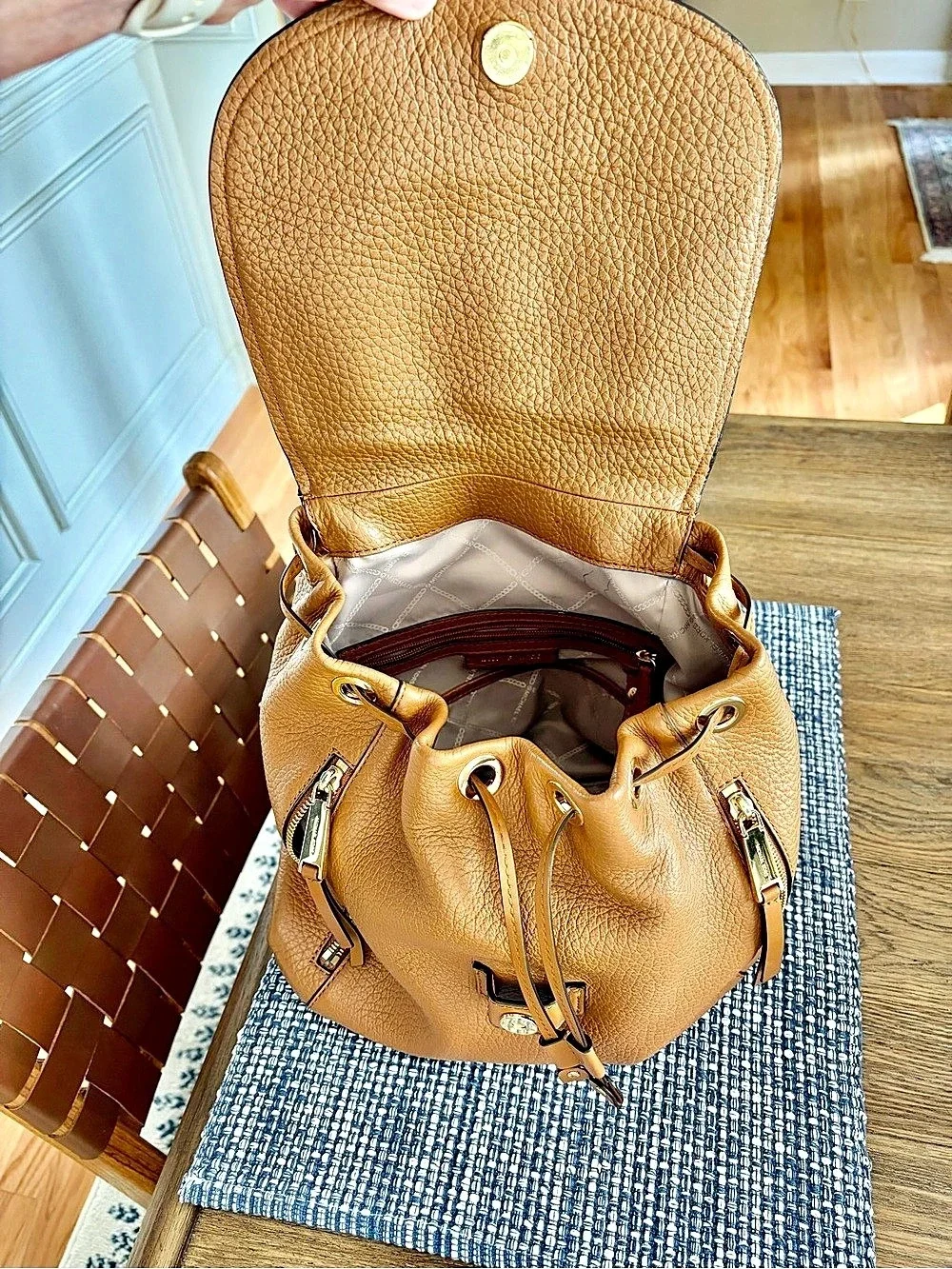 Michael Kors Leather Flap Backpack Brown